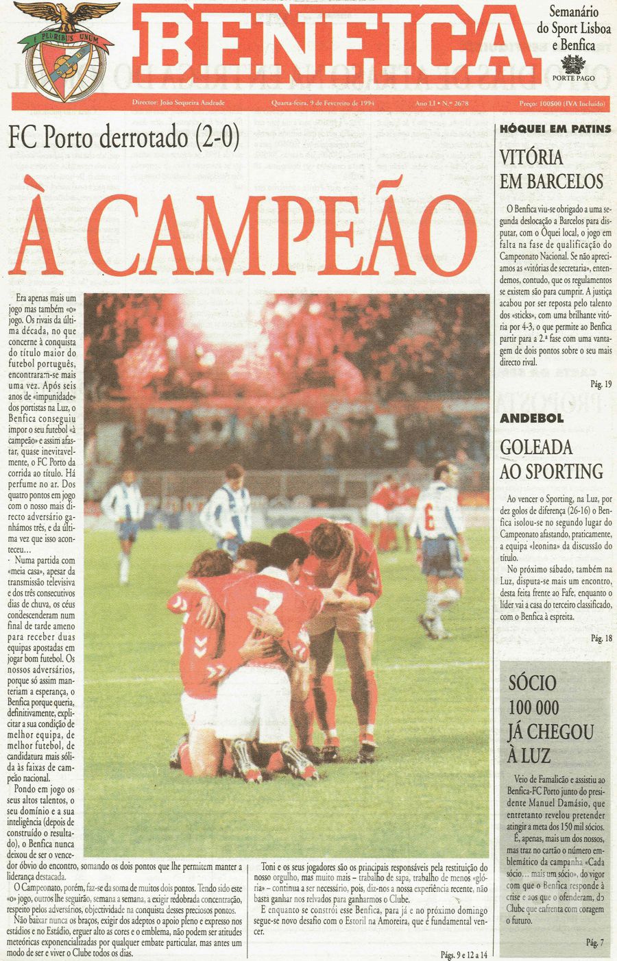 jornal o benfica 2678 1994-02-09